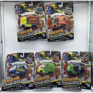 Smash Crashers Lot of 5 Trucks Mystery Crates Trash Bill Gary Willy Sam Gus